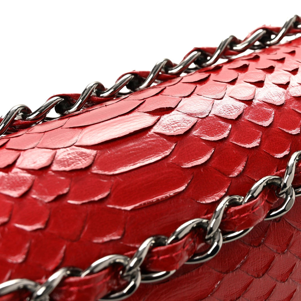 Snakeskin Jumbo Double Flap Red