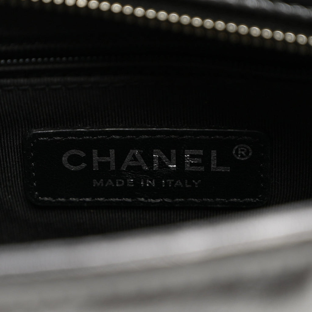 Aged Calfskin CC Quilted Small Gabrielle Hobo Black
