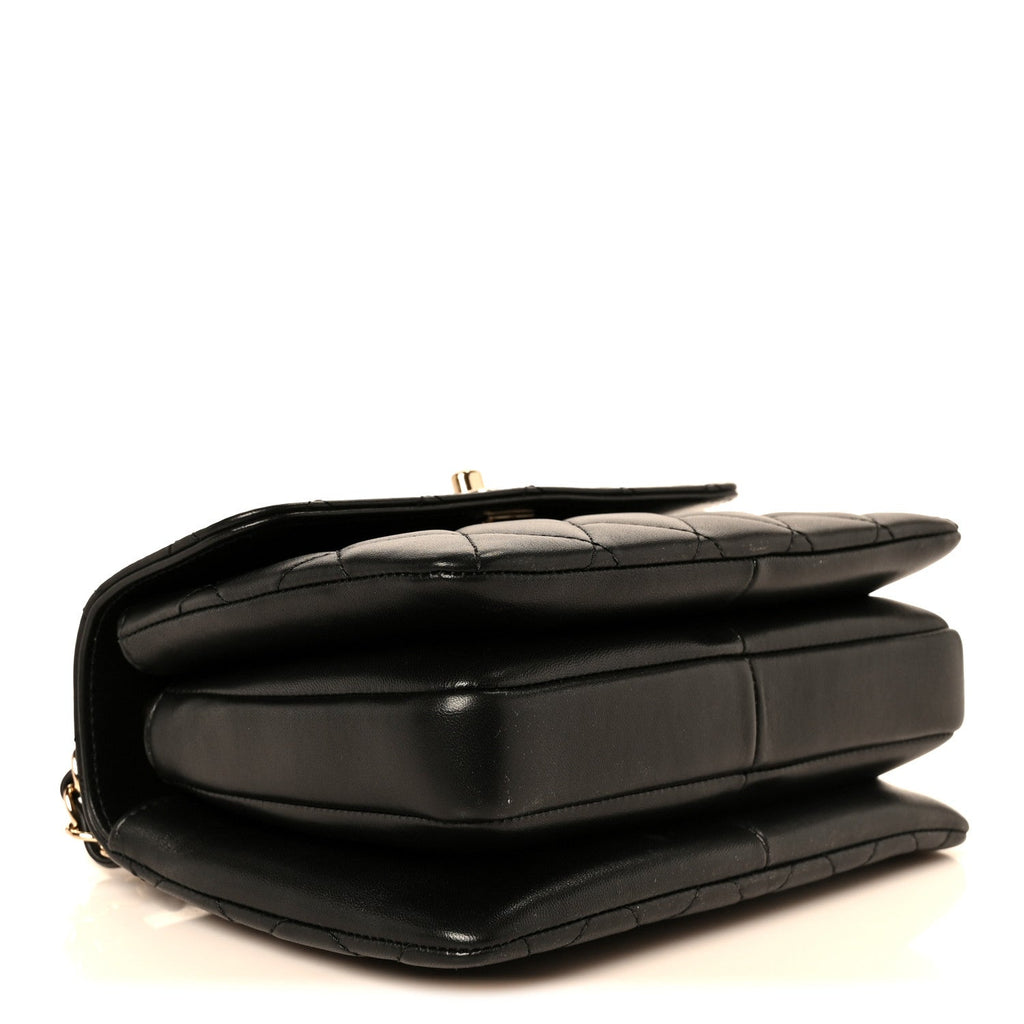 Lambskin Quilted Mini Trendy CC Dual Handle Flap Bag Black
