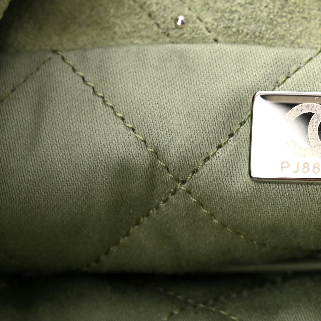 Suede Stitched Quilted Studded Mini Chanel 22 Light Green