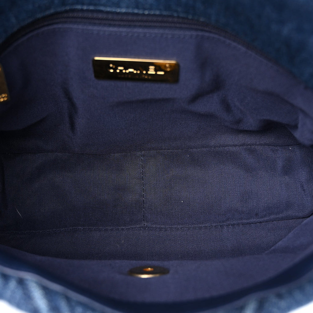 Denim Quilted Medium Chanel 19 Flap  Blue