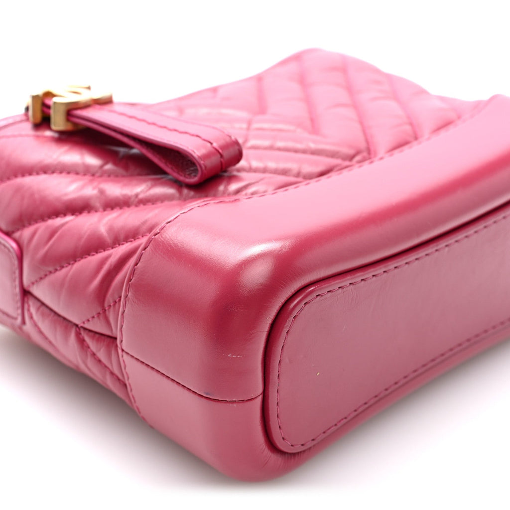 Aged Calfskin Chevron Quilted Small Gabrielle Hobo Dark Pink