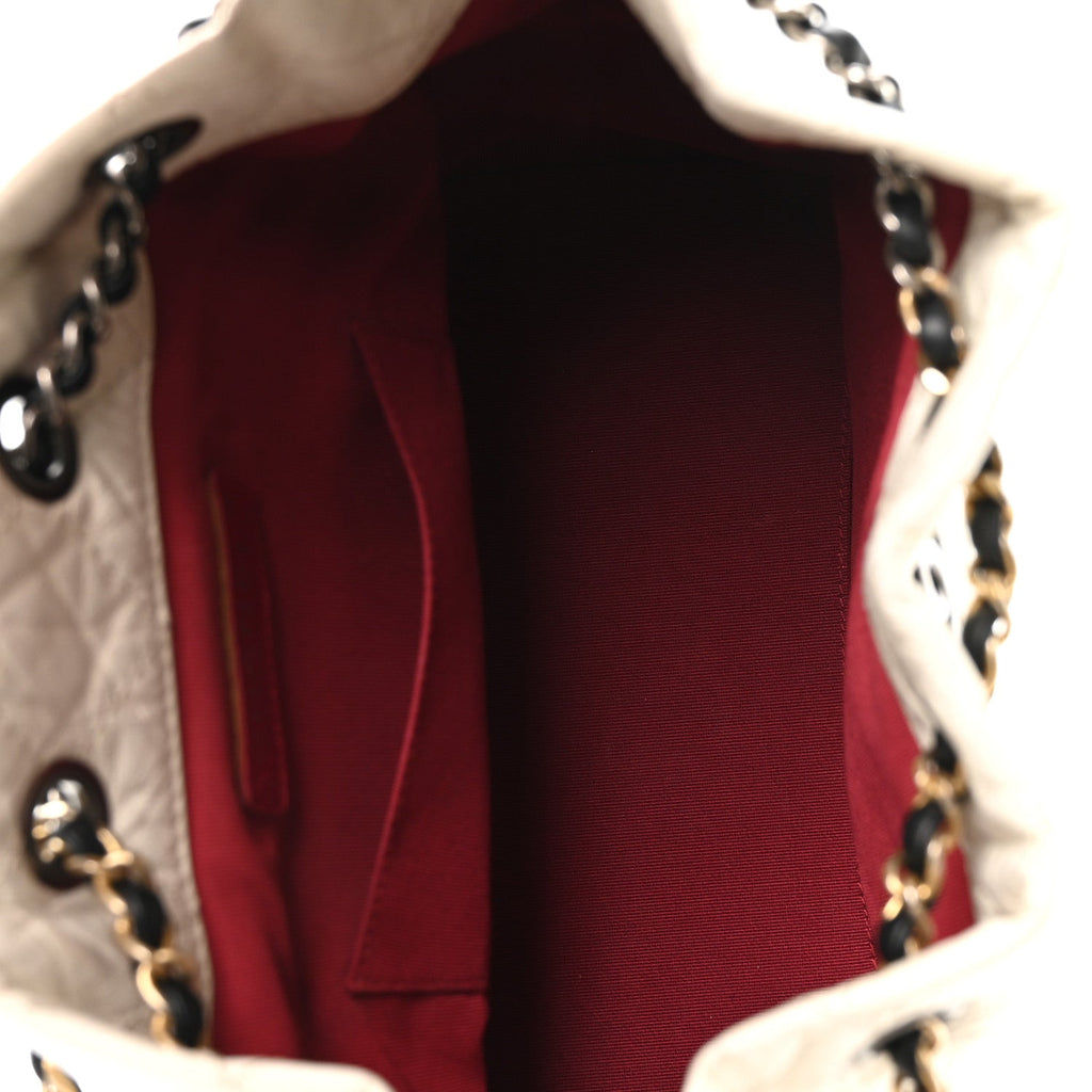 Aged Calfskin Quilted Small Gabrielle Backpack Black White