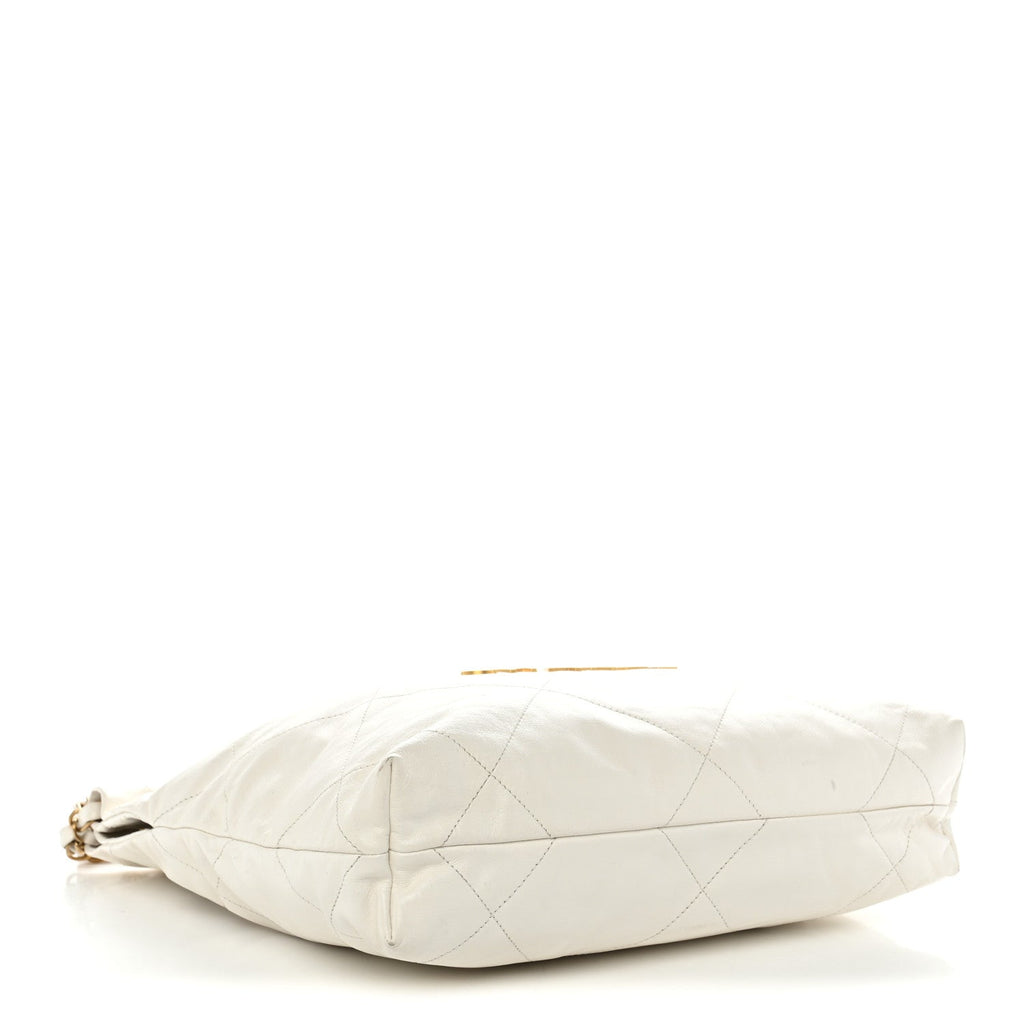 Shiny Calfskin Quilted Small Chanel 22 White