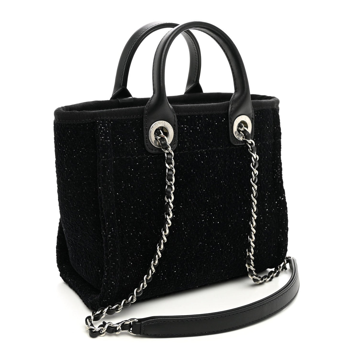 Lurex Canvas Mini Deauville Tote Black