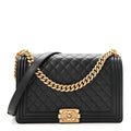 Calfskin Quilted New Medium Boy Flap Black