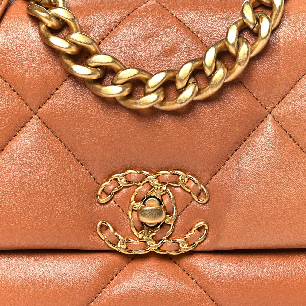 Lambskin Quilted Medium Chanel 19 Flap Brown