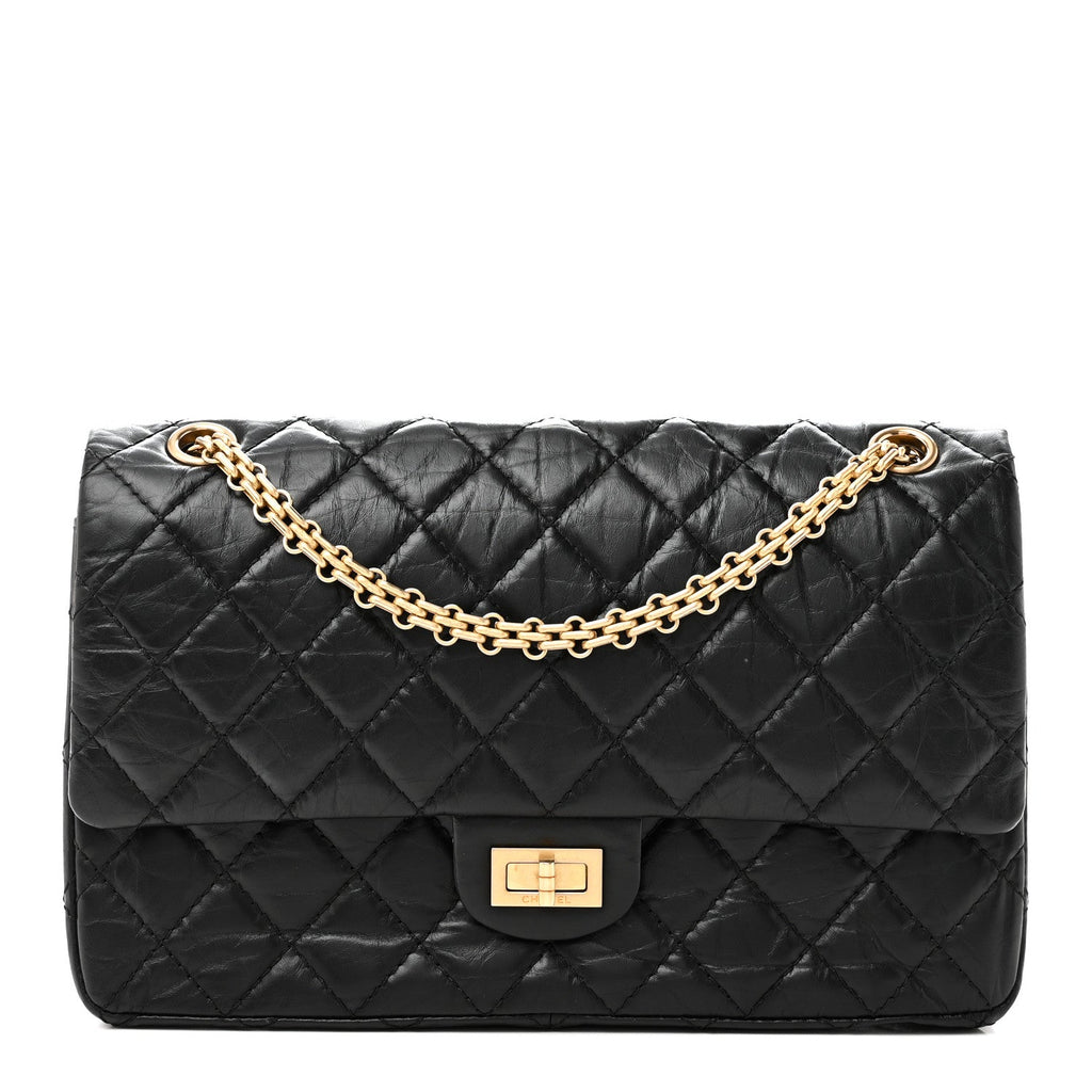Aged Calfskin Quilted 2.55 Reissue 226 Flap Black