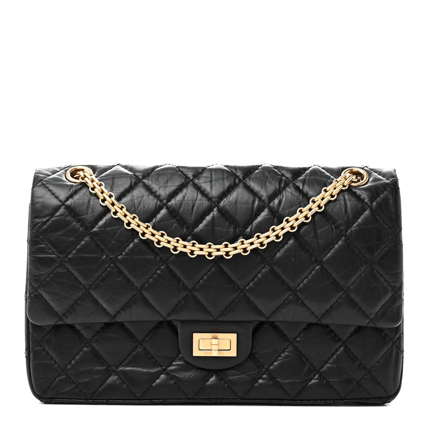 Aged Calfskin Quilted 2.55 Reissue 226 Flap Black