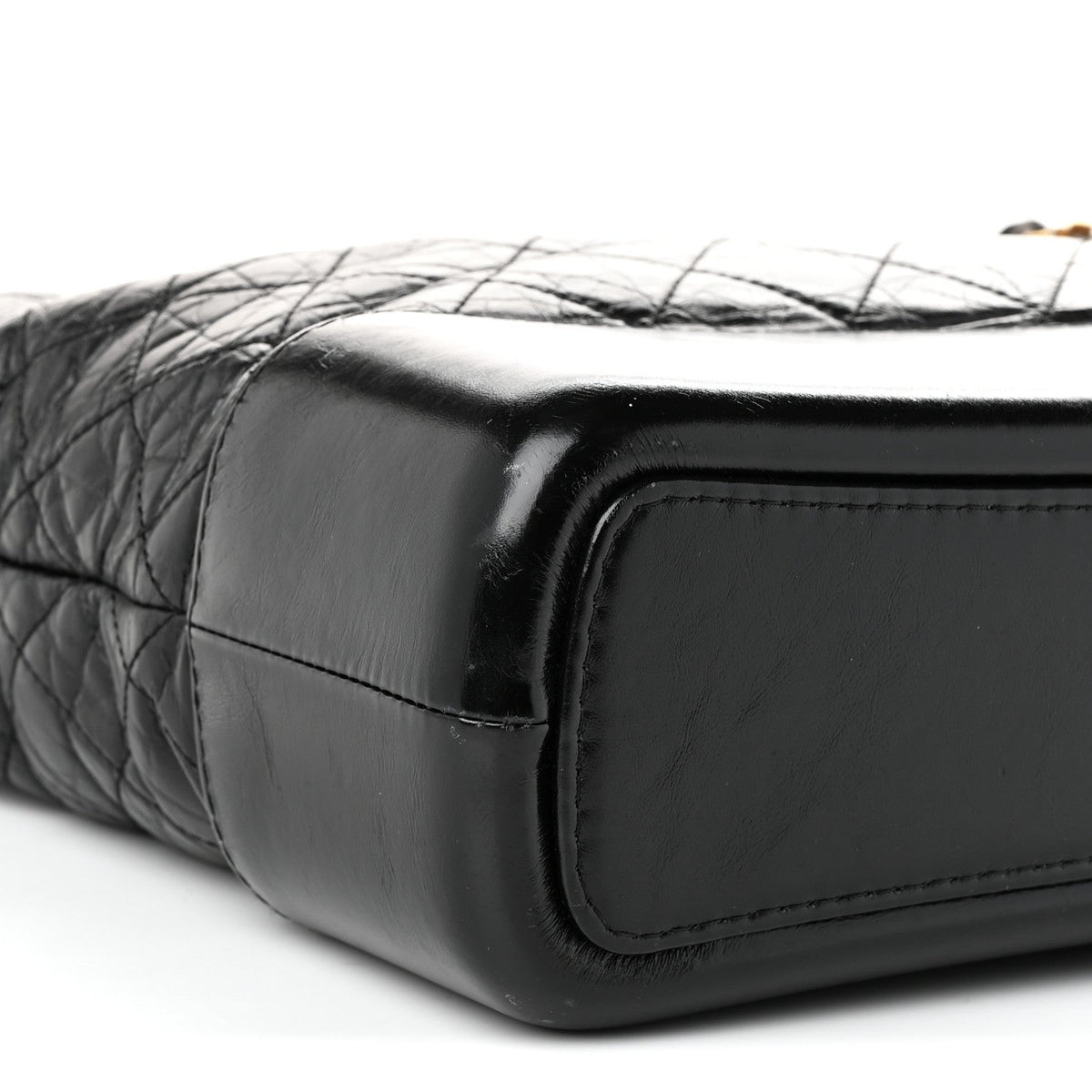 Aged Calfskin Quilted Large Gabrielle Hobo Black