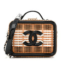 Raffia Patent Small CC Filigree Vanity Case Black