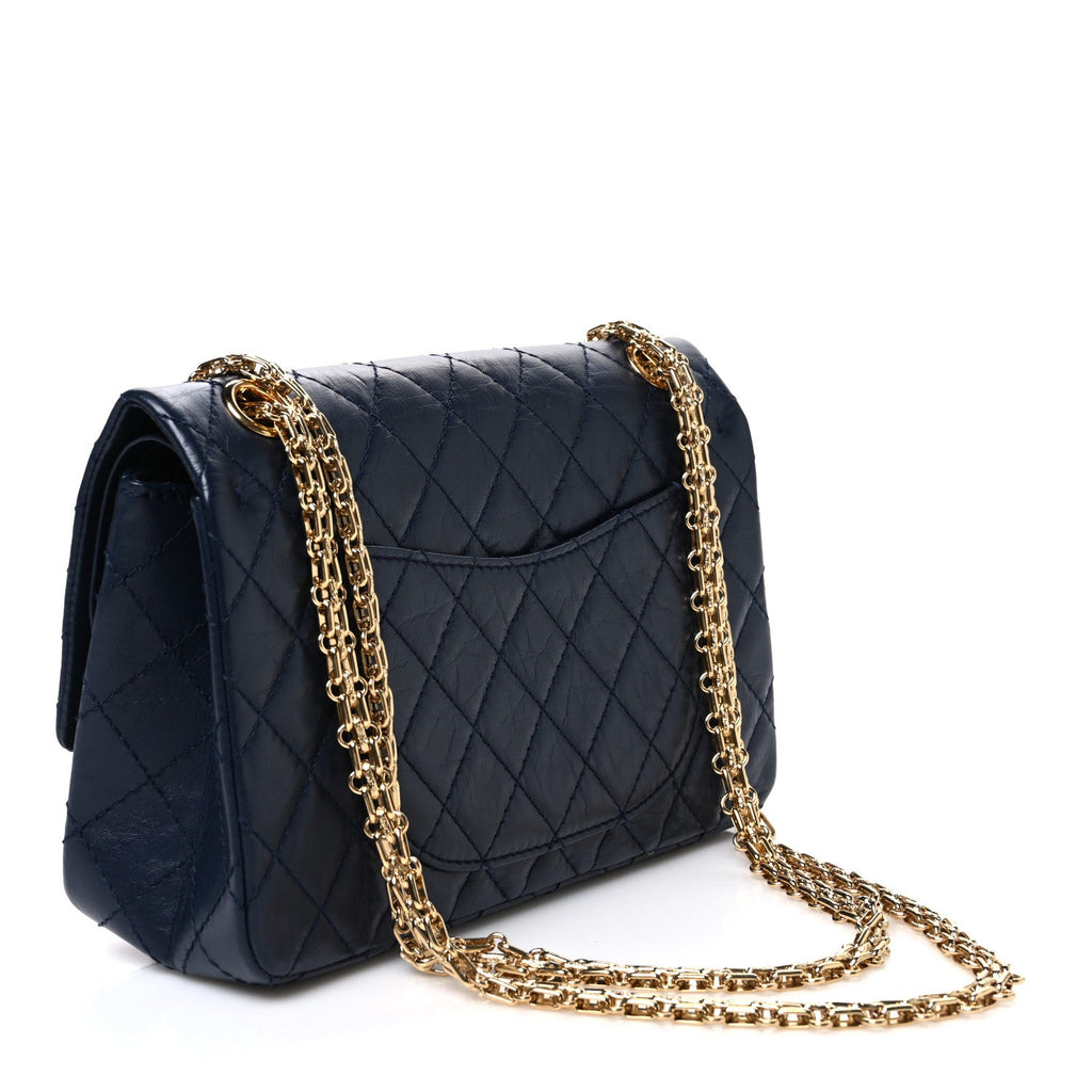 Aged Calfskin Quilted 2.55 Reissue 225 Flap Navy