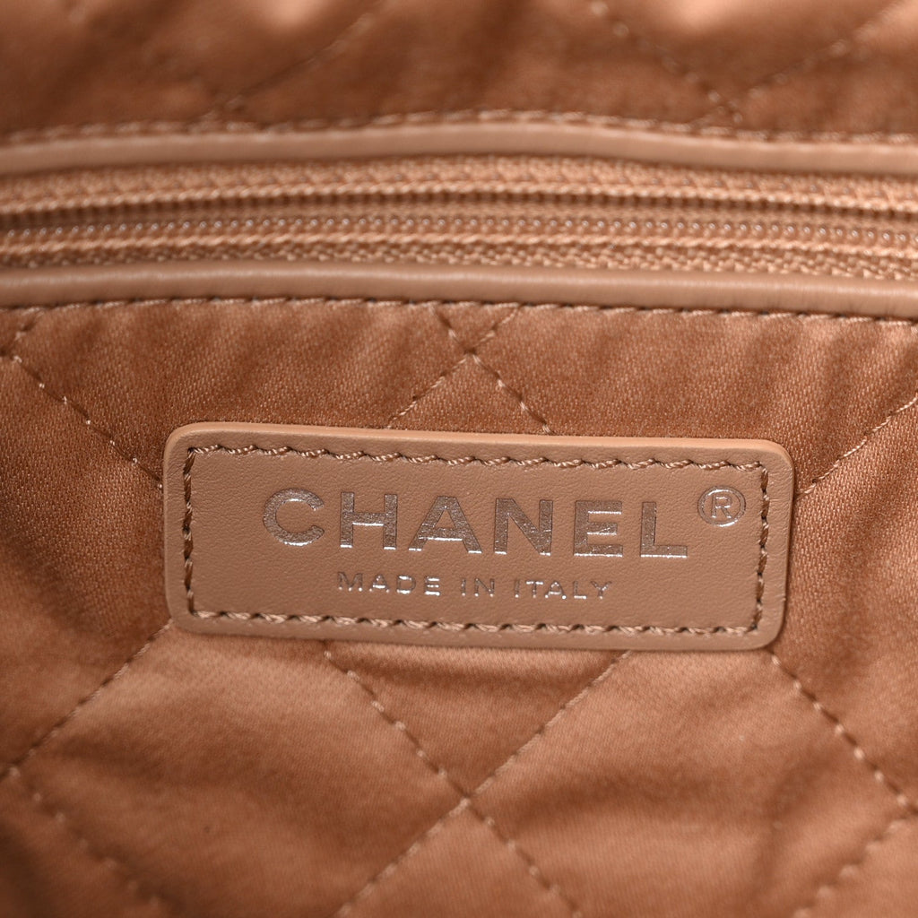 Shiny Calfskin Quilted Small Chanel 22 Beige