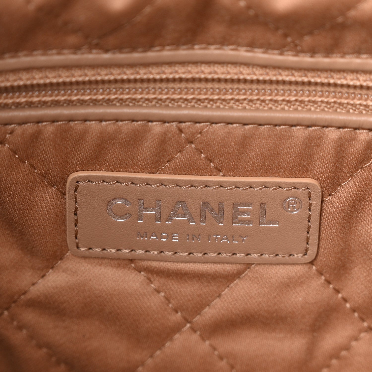 Shiny Calfskin Quilted Small Chanel 22 Beige
