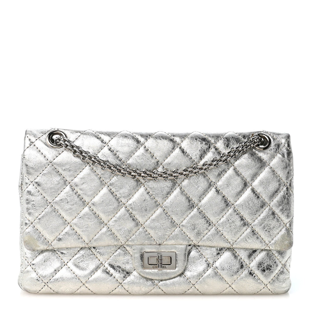 Metallic Aged Calfskin Quilted 2.55 Reissue 226 Flap Silver