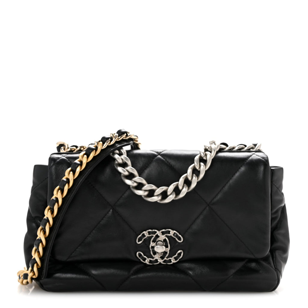 Lambskin Quilted Medium Chanel 19 Flap Black