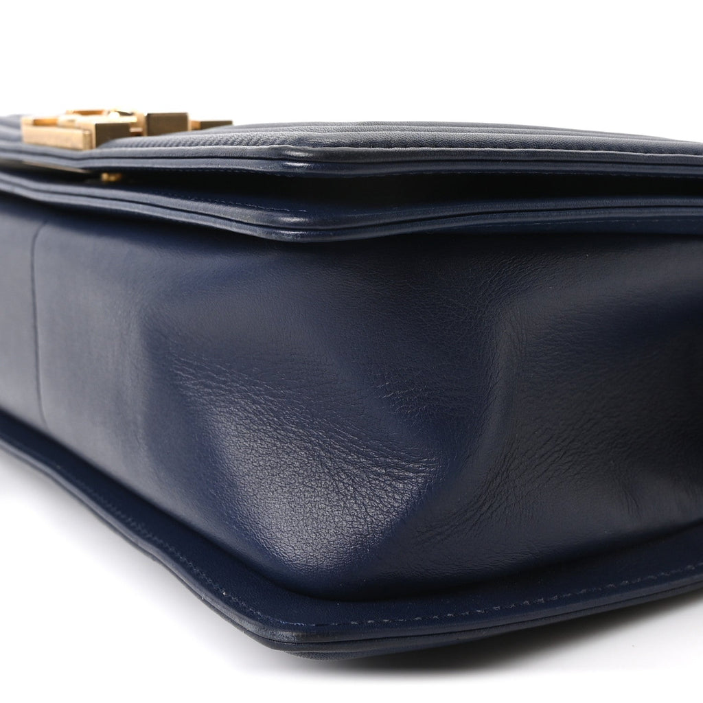 Lambskin Quilted Medium Boy Flap Dark Navy