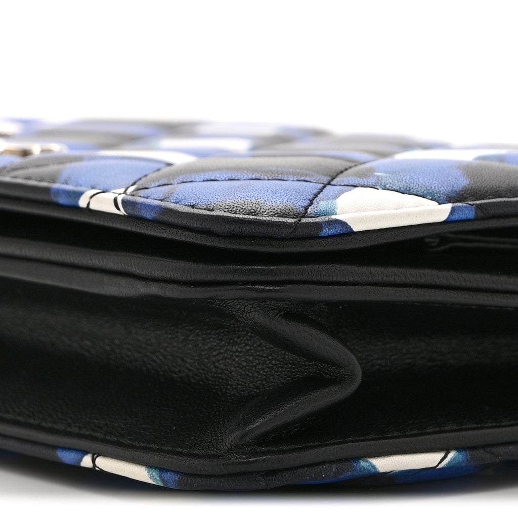 Printed Lambskin Airlines Wallet On Chain WOC White Blue Black