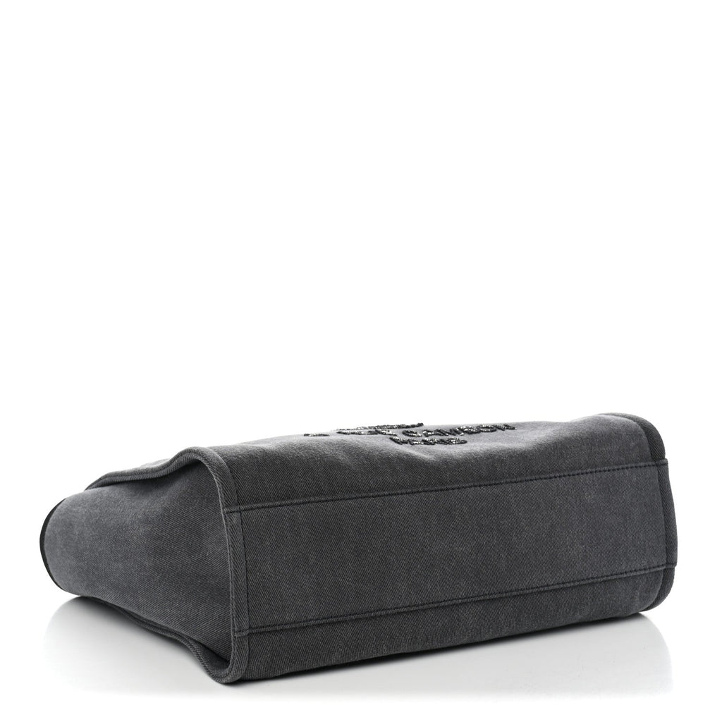 Canvas Sequin Small Deauville Tote Charcoal