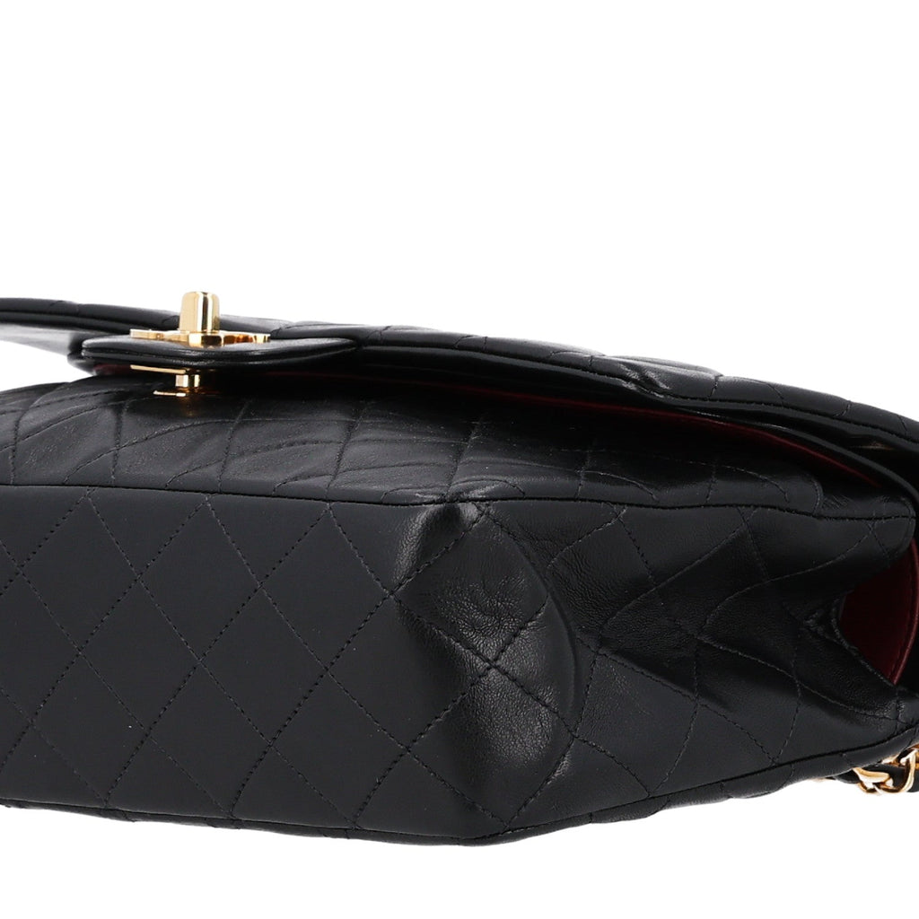 Lambskin Quilted Medium Double Flap Black