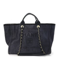Mixed Fibers Calfskin Medium Deauville Tote Black