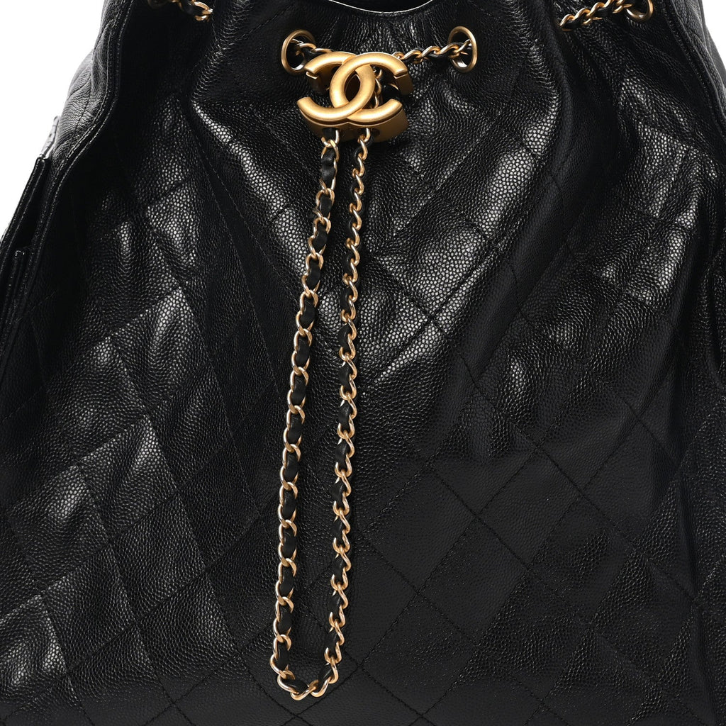 Caviar Quilted Medium Chanel 25 Handbag Black