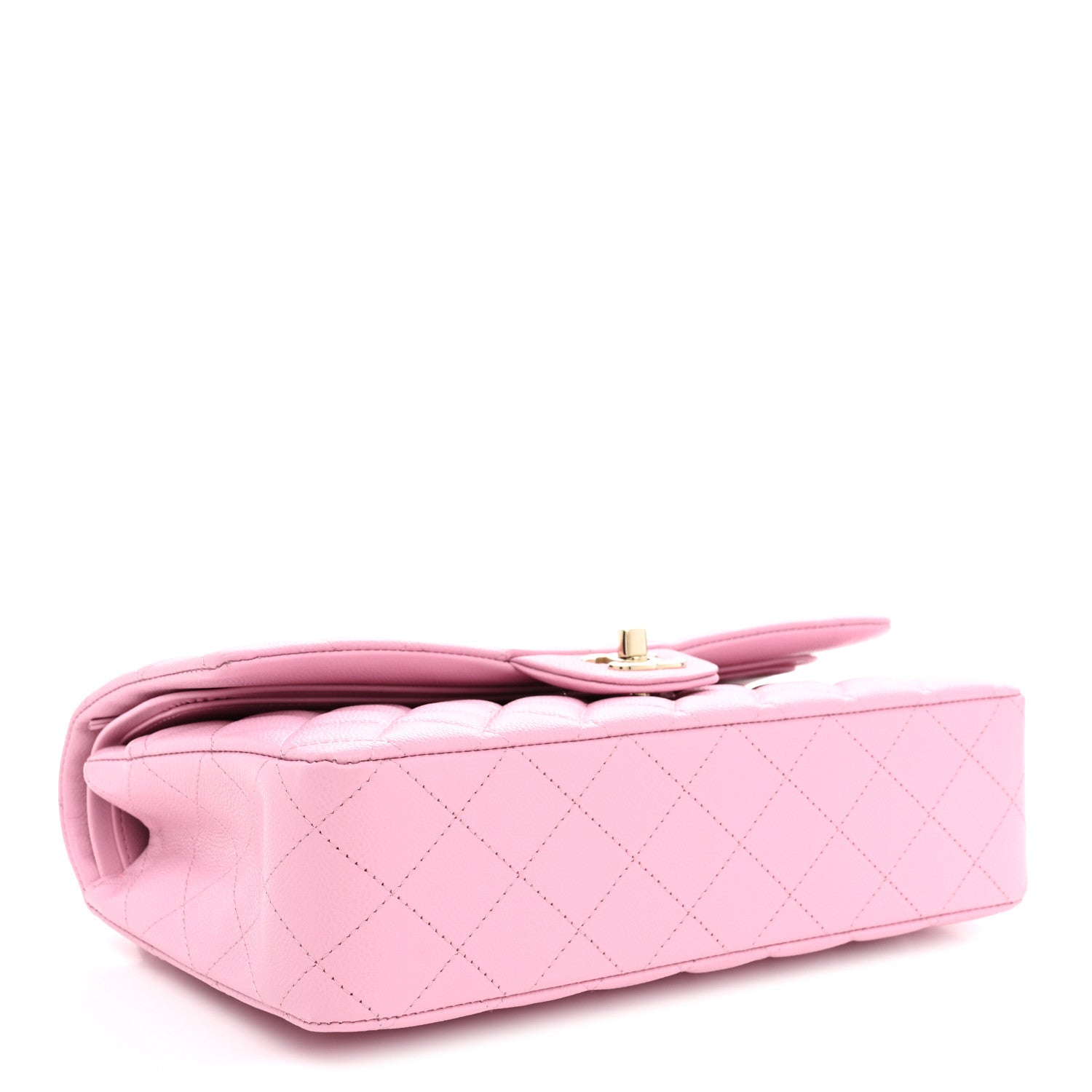 Caviar Quilted Medium Double Flap Light Pink