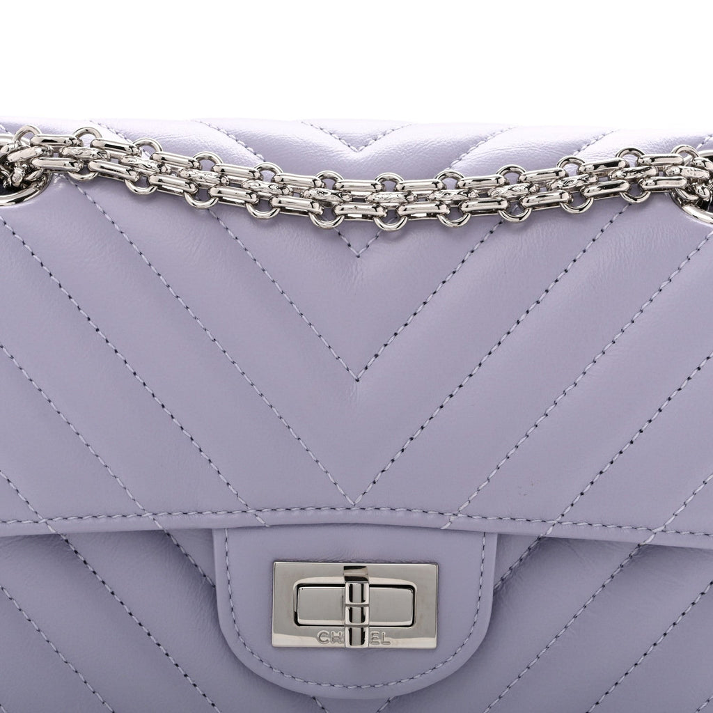 Aged Calfskin Chevron Quilted 2.55 Reissue Mini Flap Light Purple
