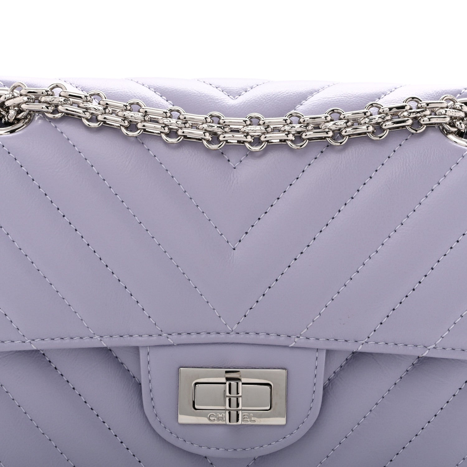 Aged Calfskin Chevron Quilted 2.55 Reissue Mini Flap Light Purple