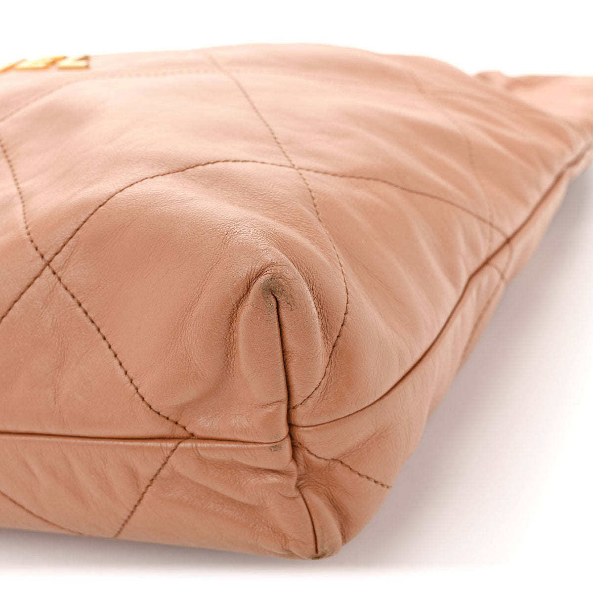 Shiny Calfskin Quilted Chanel 22 Beige