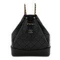 Aged Calfskin Quilted Small Gabrielle Backpack Black