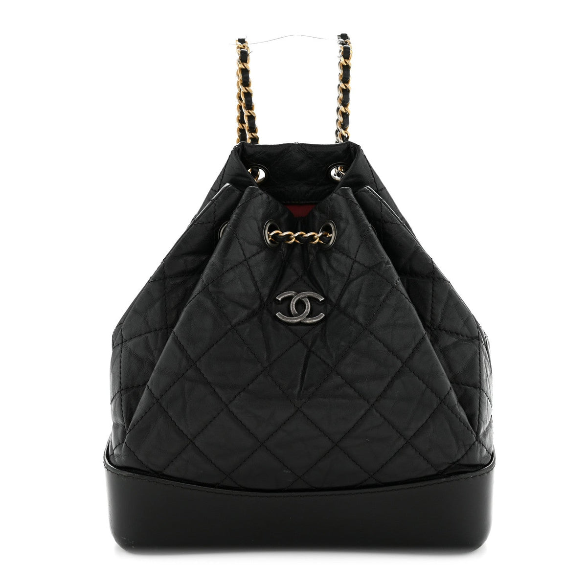 Aged Calfskin Quilted Small Gabrielle Backpack Black