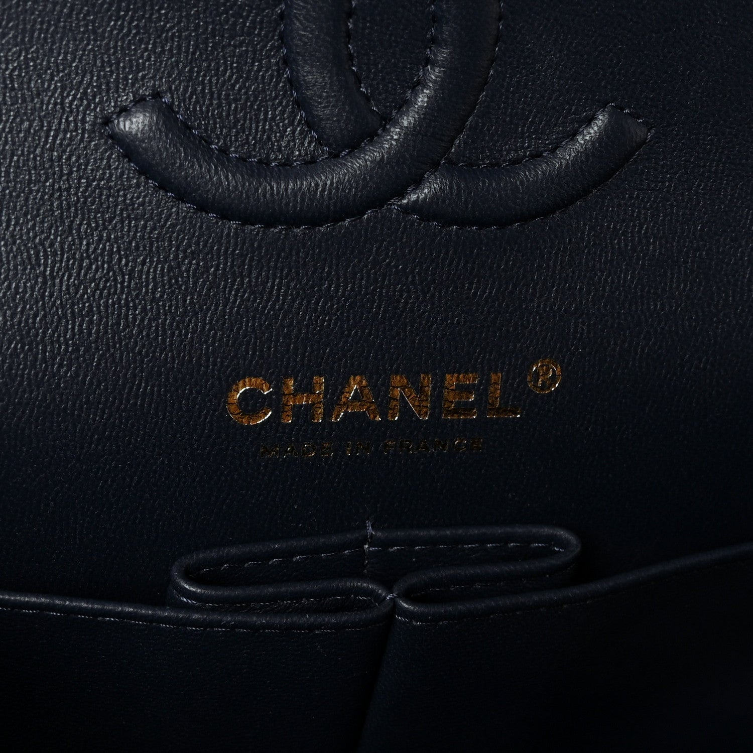 Lambskin Quilted Small Double Flap Navy