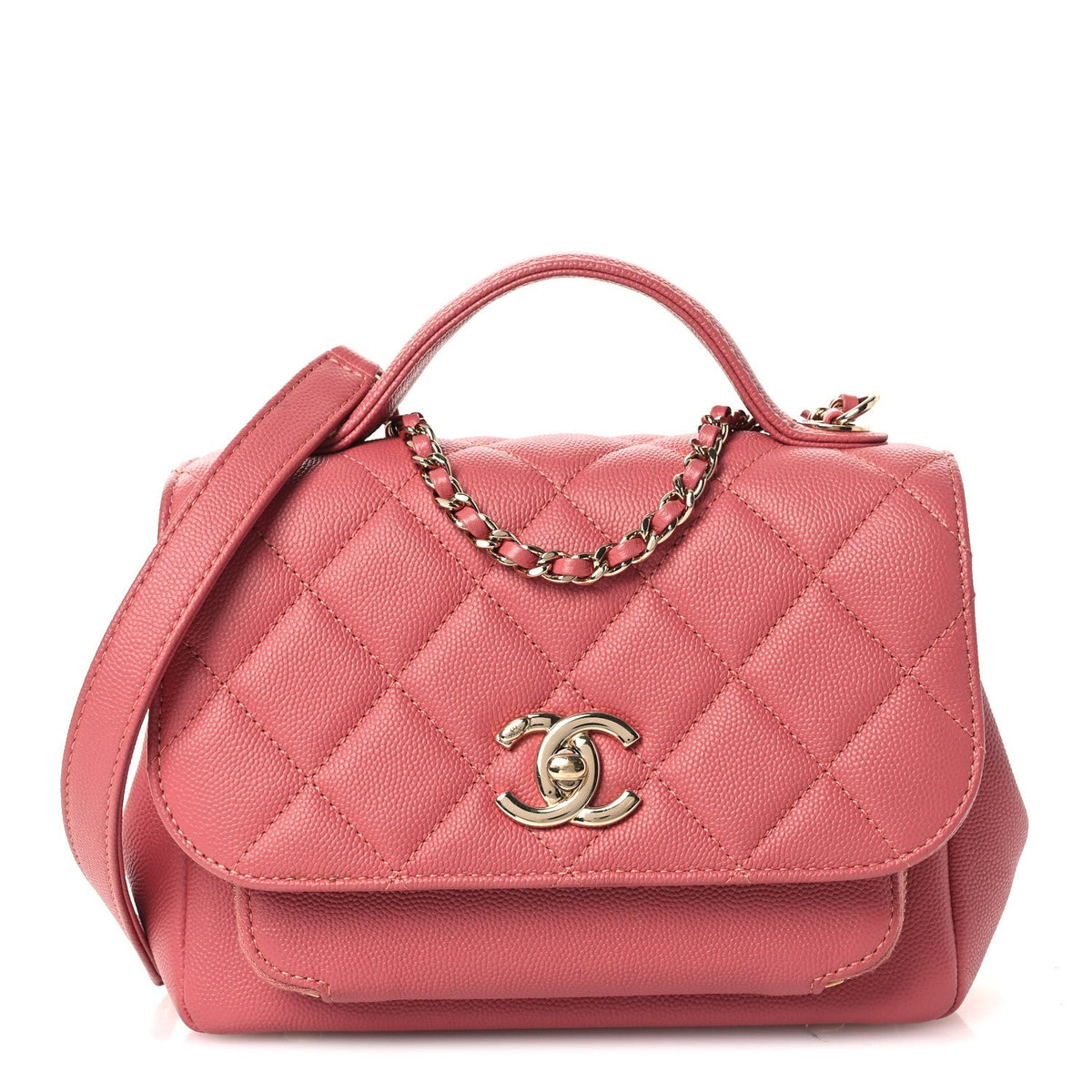 Caviar Quilted Small Business Affinity Flap Pink