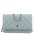 Caviar Quilted Wallet on Chain WOC Grey