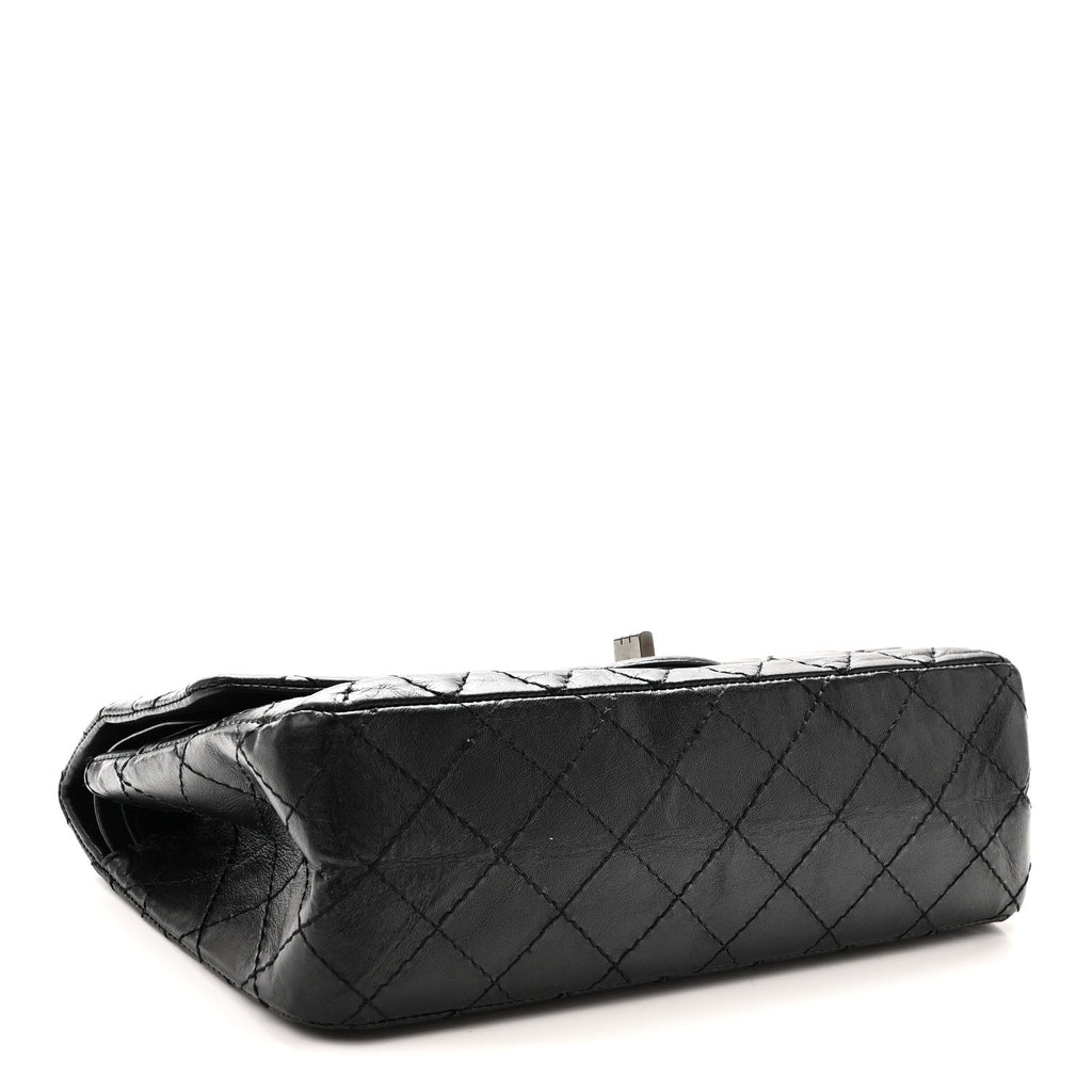 Aged Calfskin Quilted 2.55 Reissue 225 Flap So Black