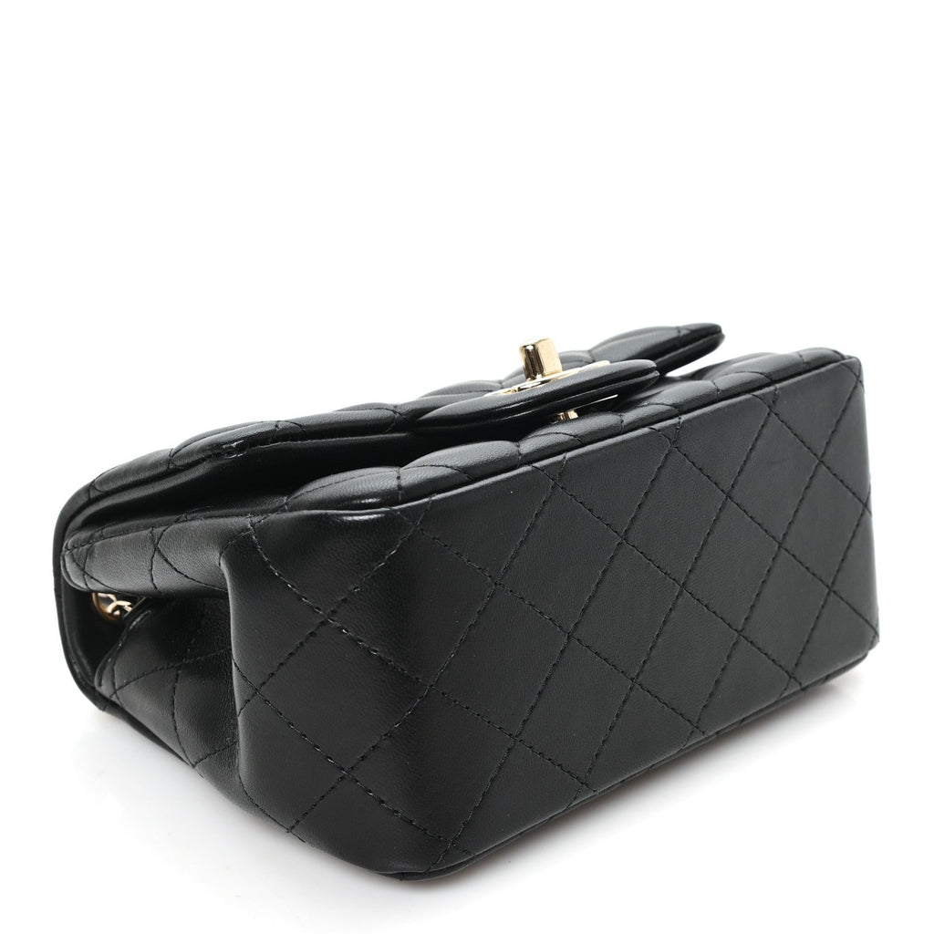 Lambskin Quilted Mini Square Flap Black
