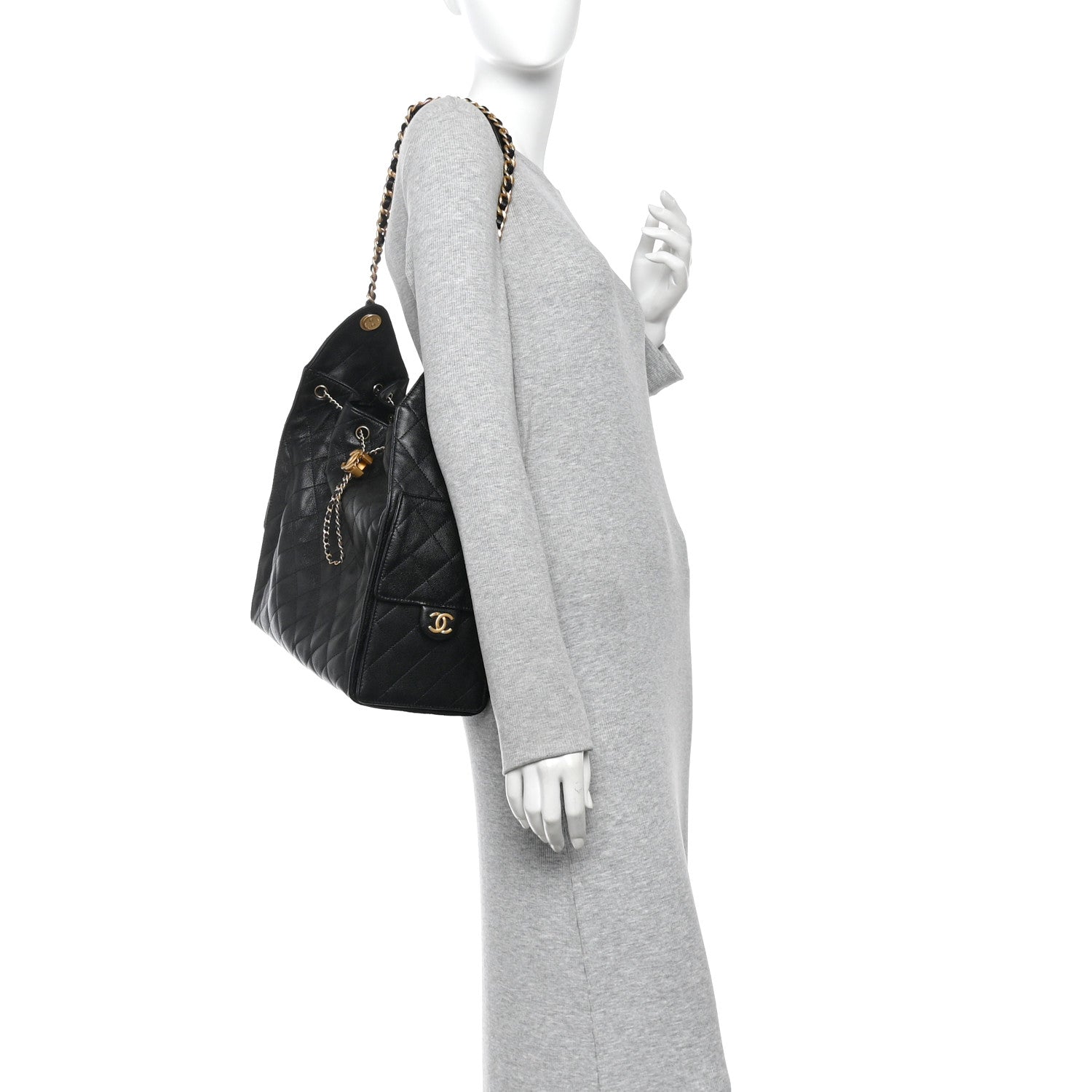 Caviar Quilted Medium Chanel 25 Handbag Black