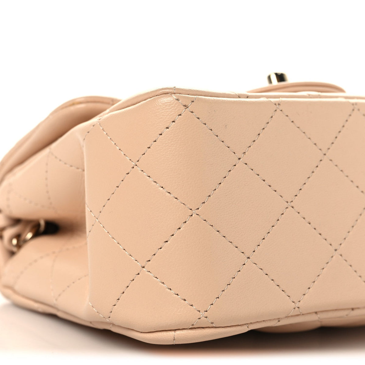 Lambskin Quilted Mini Square Flap Beige