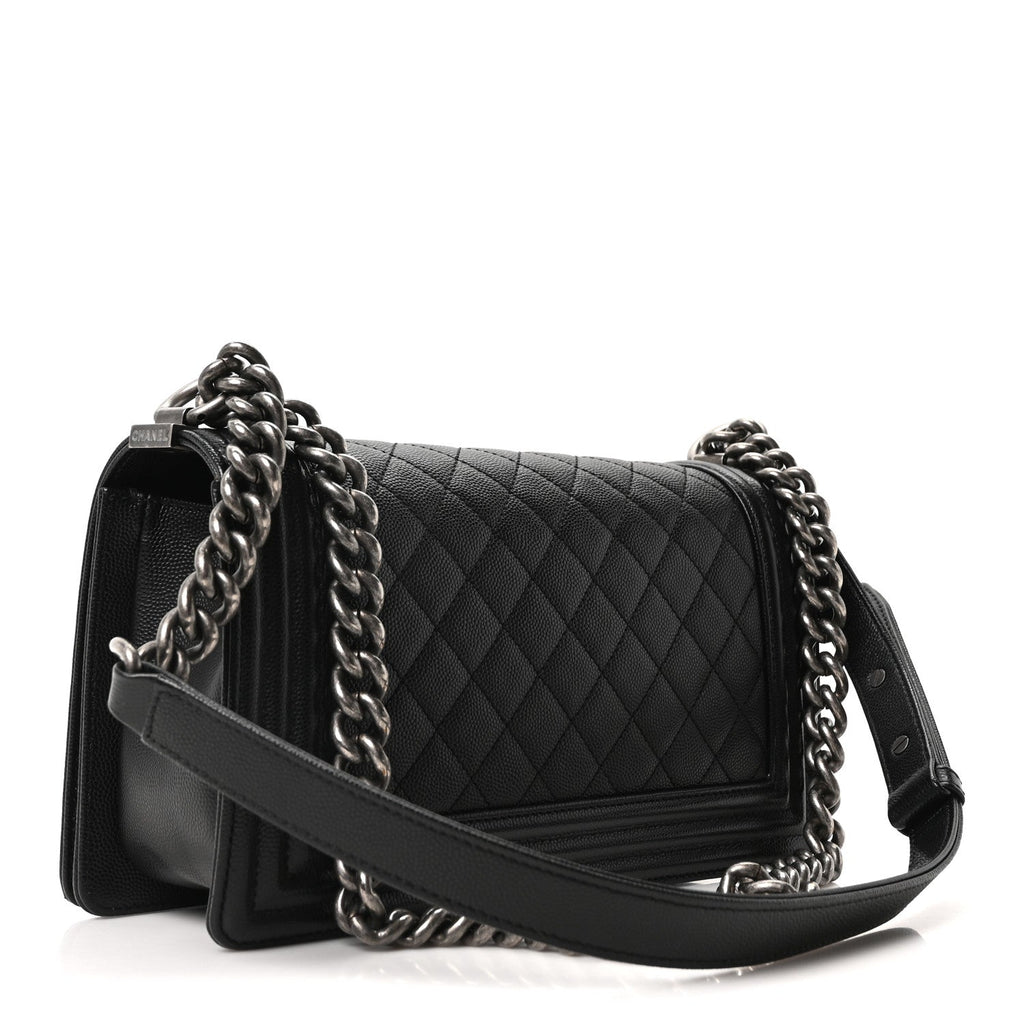 Caviar Quilted Medium Boy Flap Black