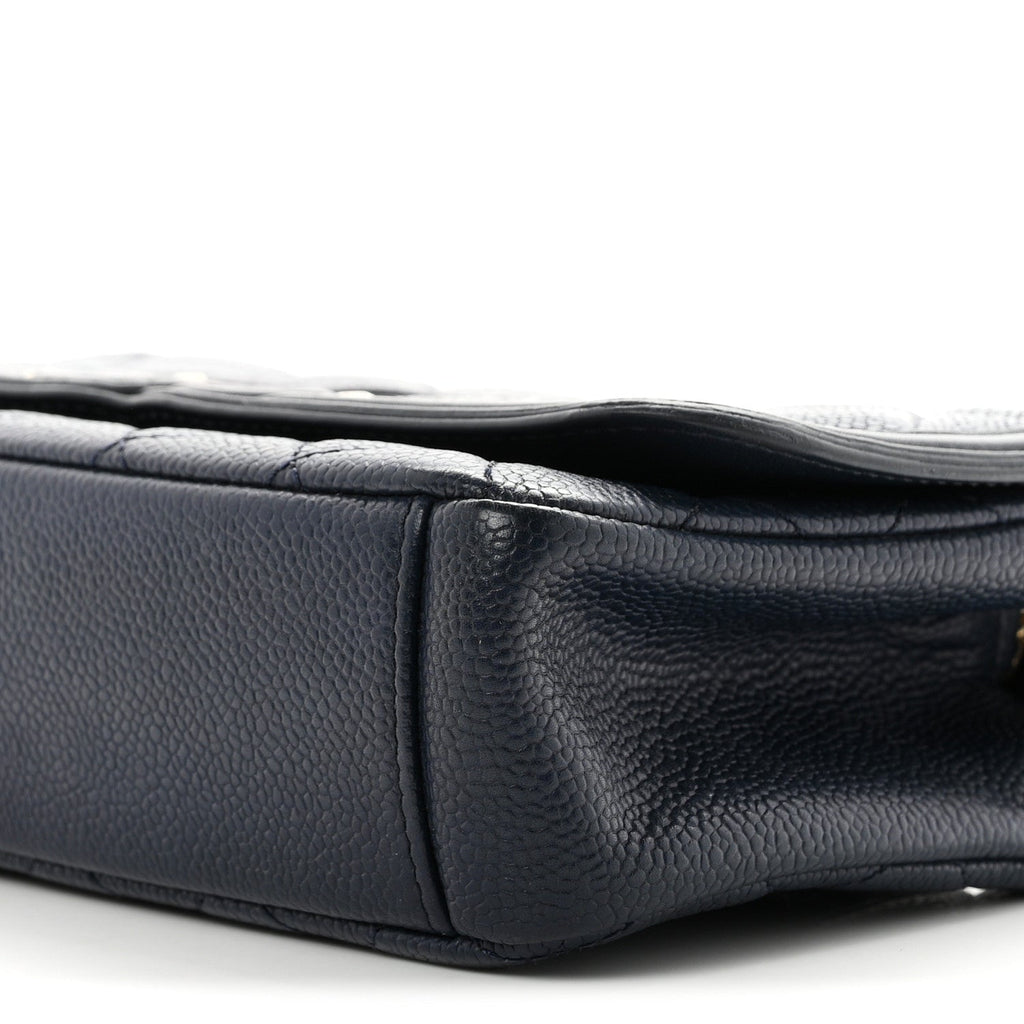 Caviar Quilted Small CC Filigree Flap Navy Black