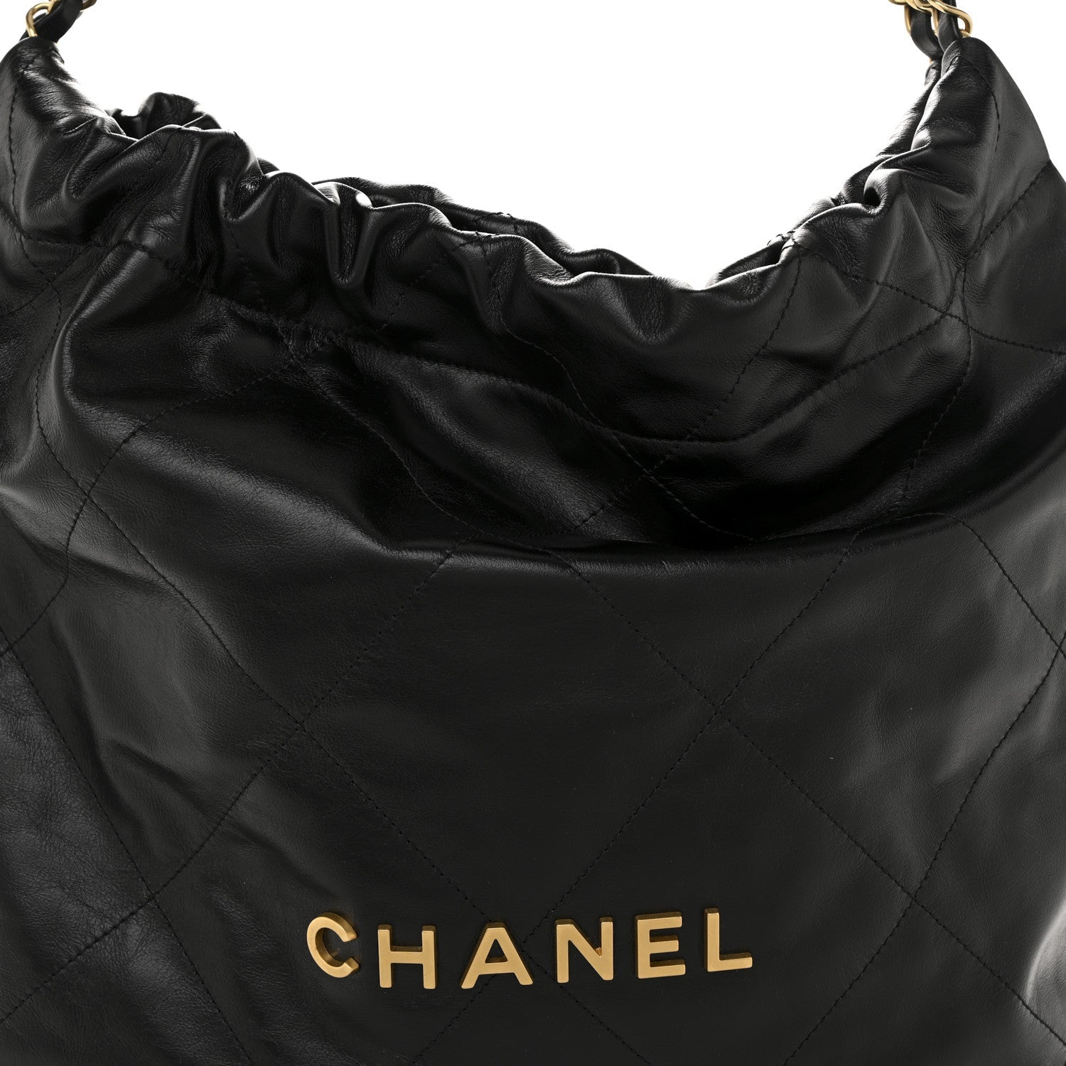 Shiny Calfskin Quilted Chanel 22 Black