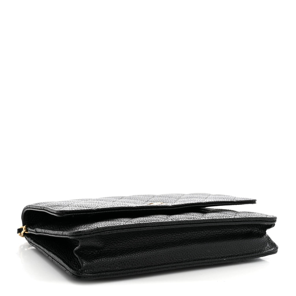 Caviar Quilted Wallet on Chain WOC Black