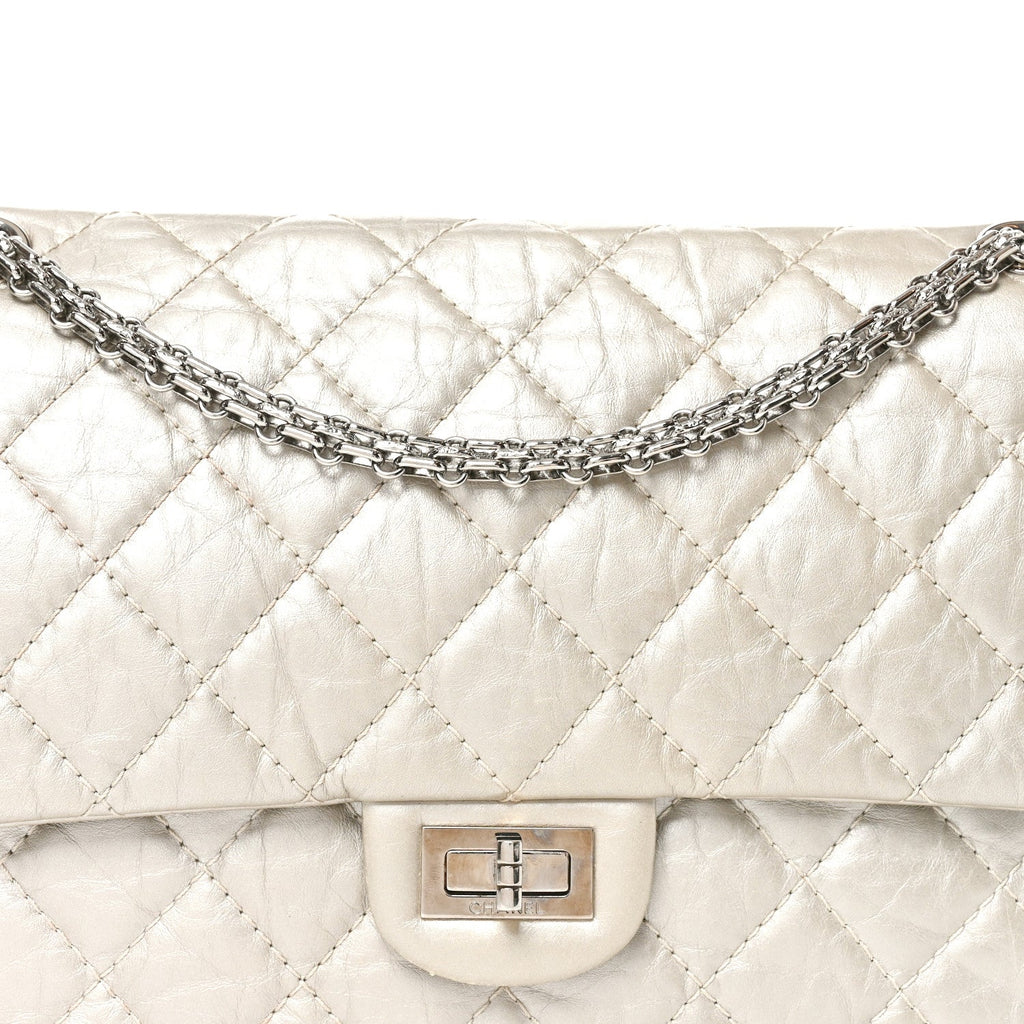 Metallic Aged Calfskin Quilted 2.55 Reissue 226 Flap Silver