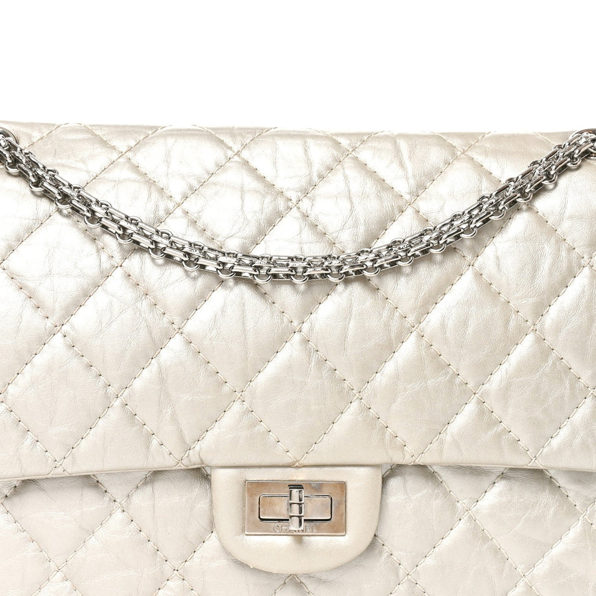 Metallic Aged Calfskin Quilted 2.55 Reissue 226 Flap Silver