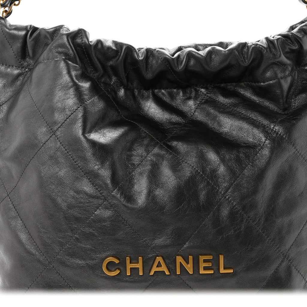 Metallic Calfskin Quilted Chanel 22 Ruthenium
