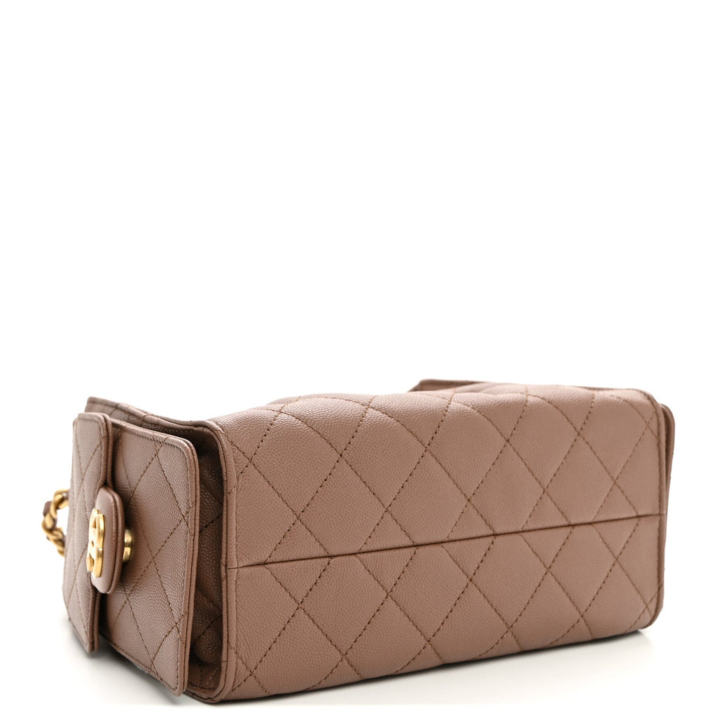 Caviar Quilted Mini Chanel 25 Handbag Brown