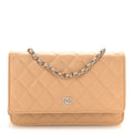 Caviar Quilted Wallet on Chain WOC Beige