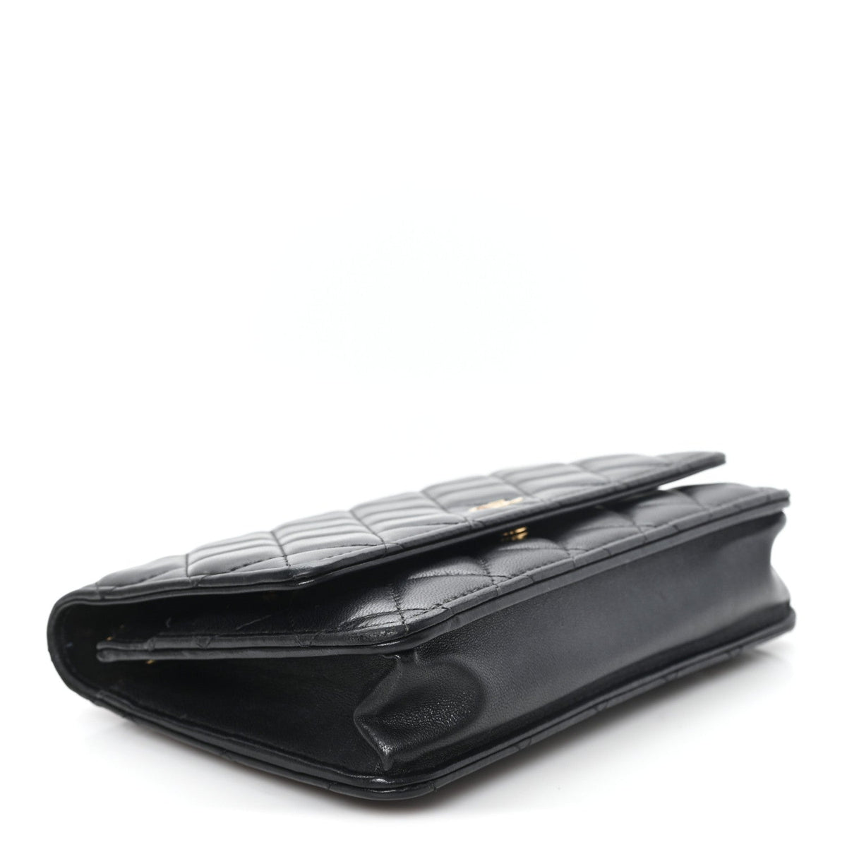 Lambskin Quilted Wallet On Chain WOC Black