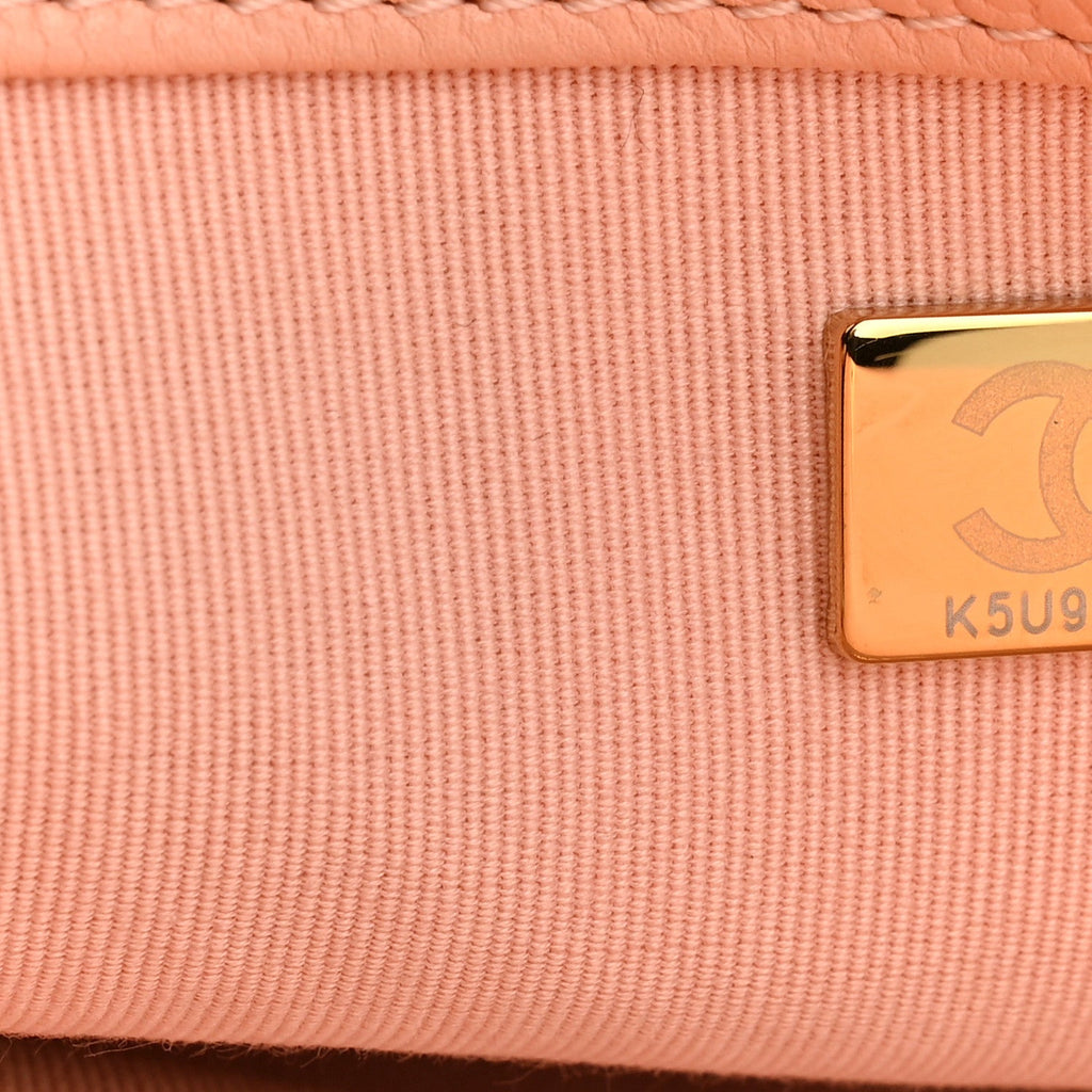 Caviar Chevron Quilted Medium Boy Flap Light Orange